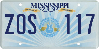 MS license plate ZOS117