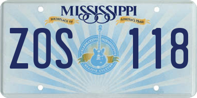 MS license plate ZOS118