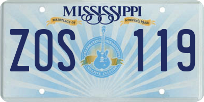 MS license plate ZOS119
