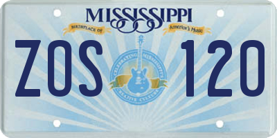 MS license plate ZOS120