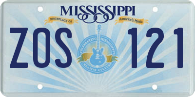 MS license plate ZOS121