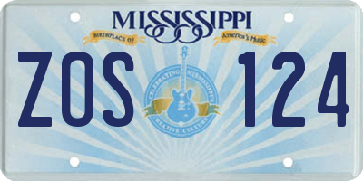 MS license plate ZOS124