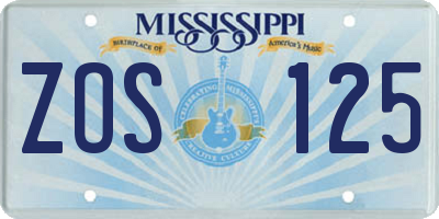 MS license plate ZOS125