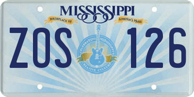 MS license plate ZOS126