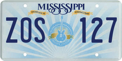 MS license plate ZOS127