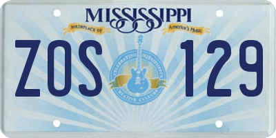 MS license plate ZOS129