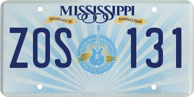 MS license plate ZOS131