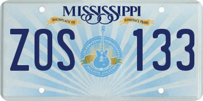 MS license plate ZOS133