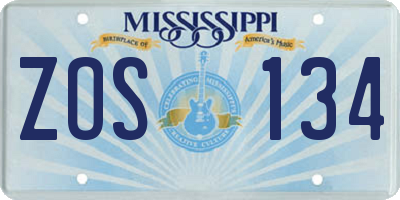 MS license plate ZOS134