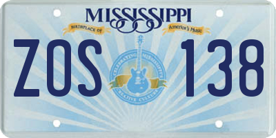 MS license plate ZOS138