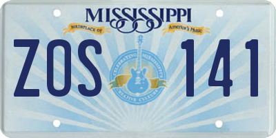 MS license plate ZOS141
