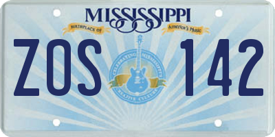 MS license plate ZOS142