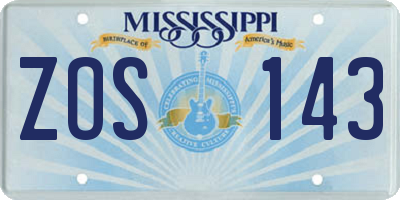 MS license plate ZOS143
