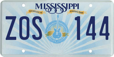 MS license plate ZOS144