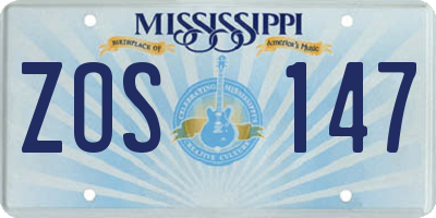 MS license plate ZOS147