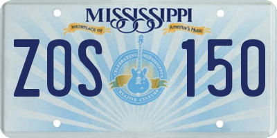 MS license plate ZOS150