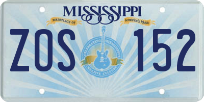 MS license plate ZOS152