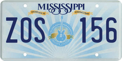 MS license plate ZOS156