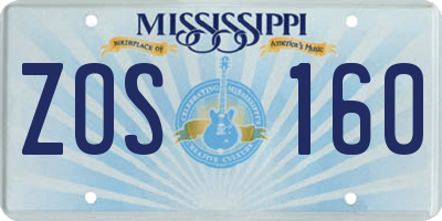 MS license plate ZOS160