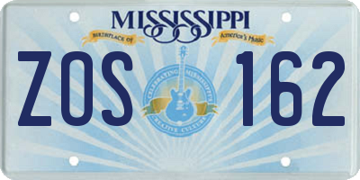 MS license plate ZOS162