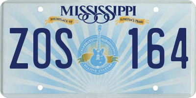 MS license plate ZOS164
