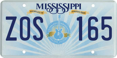 MS license plate ZOS165