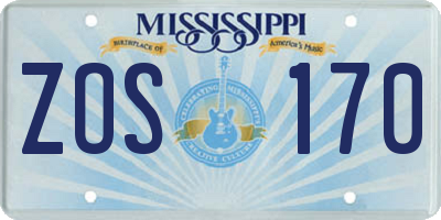 MS license plate ZOS170