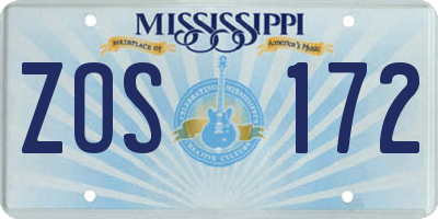 MS license plate ZOS172