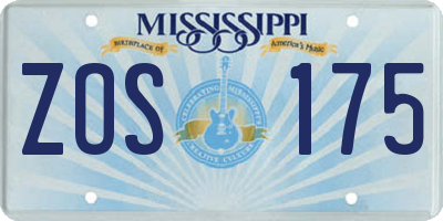 MS license plate ZOS175