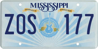 MS license plate ZOS177