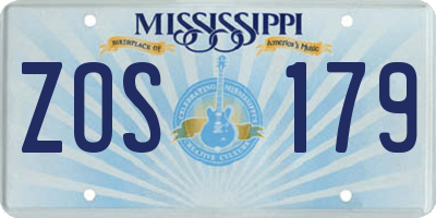 MS license plate ZOS179