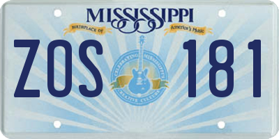 MS license plate ZOS181