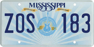 MS license plate ZOS183