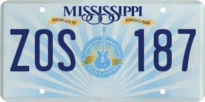 MS license plate ZOS187