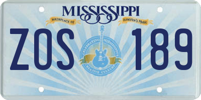 MS license plate ZOS189