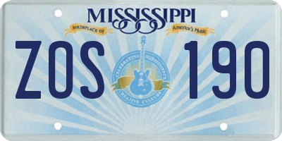 MS license plate ZOS190