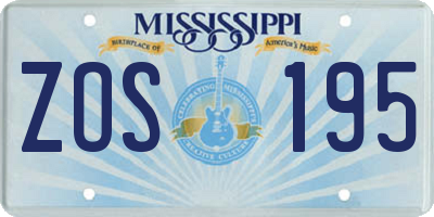 MS license plate ZOS195