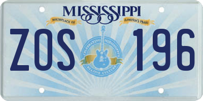 MS license plate ZOS196