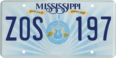 MS license plate ZOS197