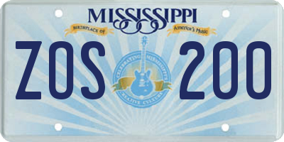 MS license plate ZOS200