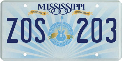 MS license plate ZOS203