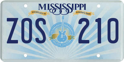 MS license plate ZOS210