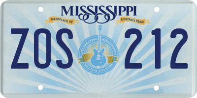 MS license plate ZOS212
