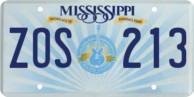MS license plate ZOS213