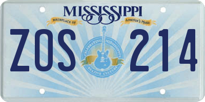 MS license plate ZOS214