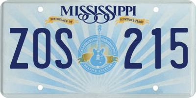 MS license plate ZOS215