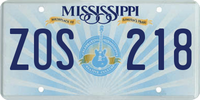 MS license plate ZOS218