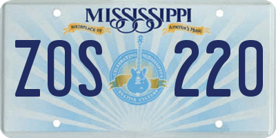 MS license plate ZOS220