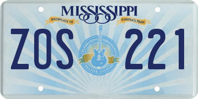 MS license plate ZOS221