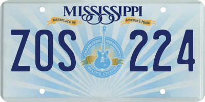 MS license plate ZOS224